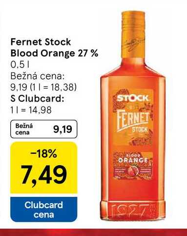 Fernet Stock Blood Orange 27% 0.5l v akcii