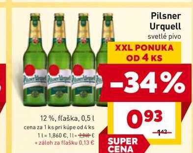 Pilsner Urquell svetlé pivo 0,5l sklo