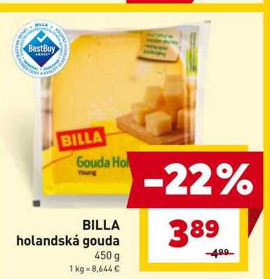 BILLA holandská gouda 450 g 