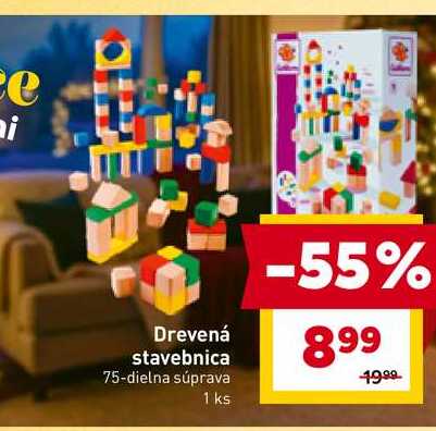 Drevená stavebnica 75-dielna súprava 1 ks