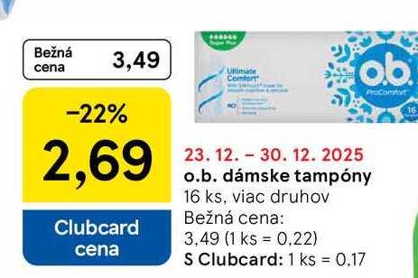 o.b. ProComfort dámske tampóny 16 ks, viac druhov 
