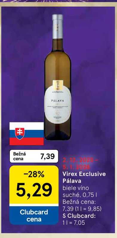 Pálava biele víno suché, 0,75l