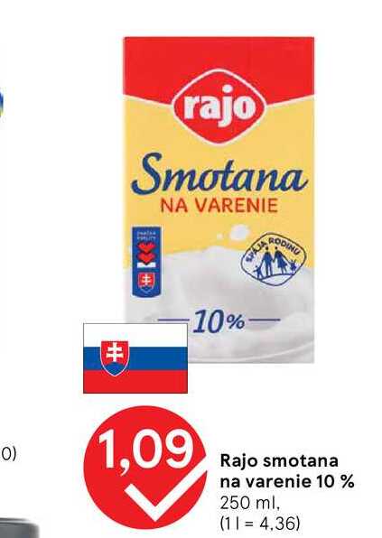 Rajo smotana na varenie 10 % 250 ml v akcii