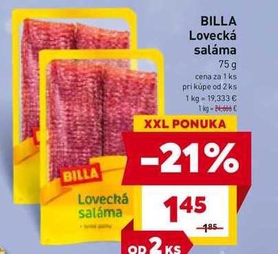 BILLA Lovecká saláma 75 g 
