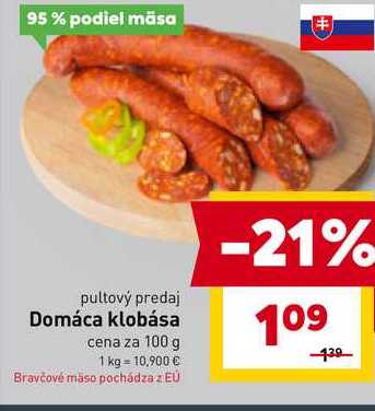 Domáca klobása cena za 100 g 