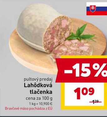 Lahôdková tlačenka cena za 100 g 