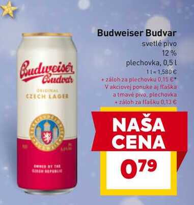 Budweiser Budvar svetlé pivo 12% plechovka, 0,5 L  v akcii