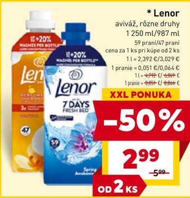 Lenor aviváž, rôzne druhy 1 250 ml 59 praní