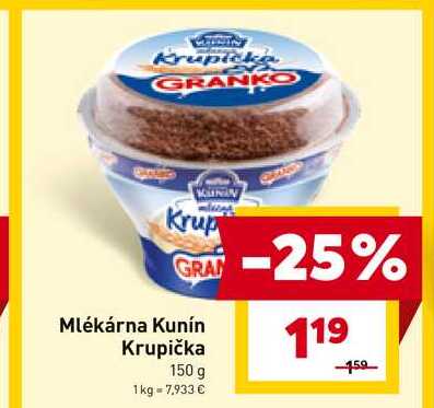 Mlékárna Kunín Krupička 150 g