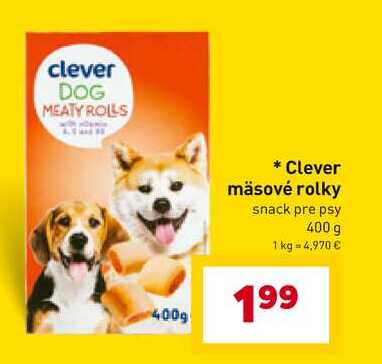 Clever mäsové rolky snack pre psy 400 g