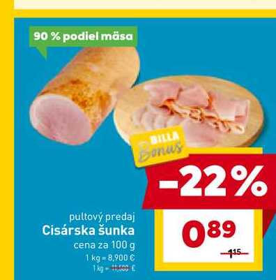 Cisárska šunka cena za 100 g 