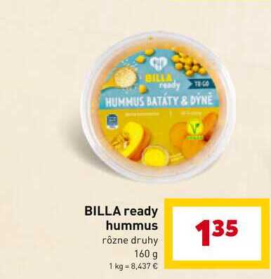 BILLA ready hummus rôzne druhy 160 g 