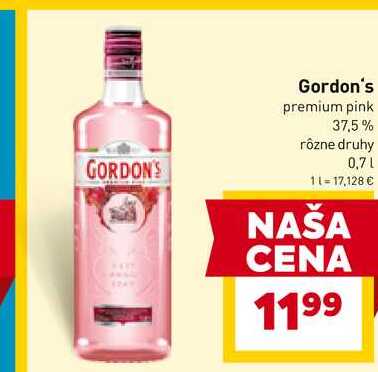 Gordon's premium pink 37,5% rôzne druhy 0,7l