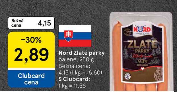 Nord Zlaté párky balené 250 g 