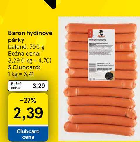Baron hydinové párky balené, 700 g 