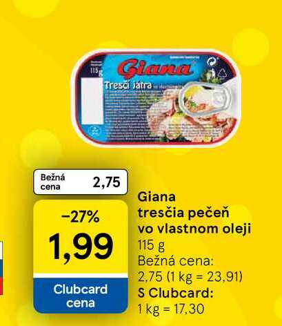 Giana tresčia pečeň vo vlastnom oleji 115g