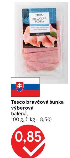 Tesco bravčová šunka výberová balená, 100 g