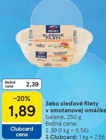 Seko sleď'ové filety v smotanovej omáčke balené, 250 g 
