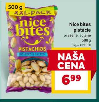 Nice bites pistácie pražené, solené 500 g 