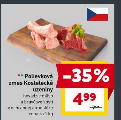 Polievková zmes Kostelecké uzeniny hovädzie mäso a bravčové kosti v ochrannej atmosfére cena za 1 kg 