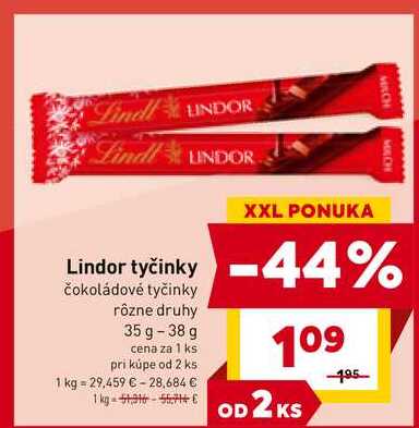 Lindor tyčinky 35 g -38 g 