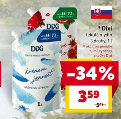 Dixi tekuté mydlo 3 druhy, 1l
