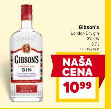 Gibson's London Dry gin 37,5% 0,7l
