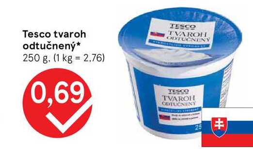 Tesco tvaroh odtučnený 250 g