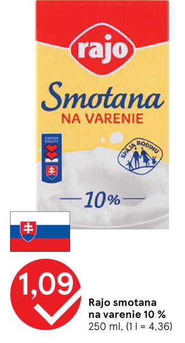Rajo smotana na varenie 10 % 250 ml