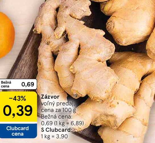 Zázvor voľný predaj, cena za 100 g