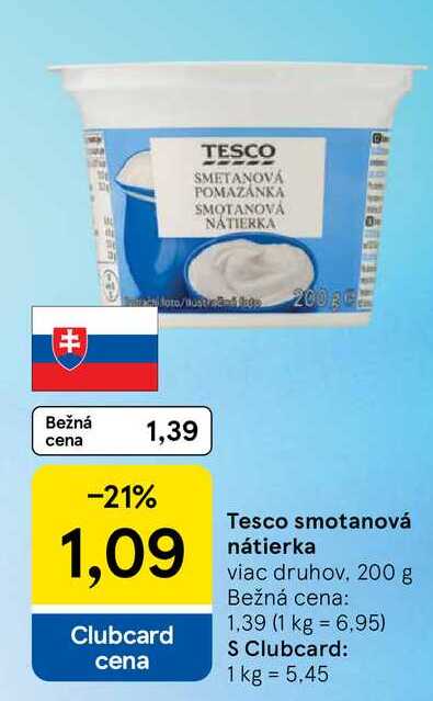 Tesco smotanová nátierka viac druhov, 200 g