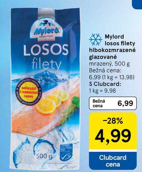 Mylord losos filety hlbokozmrazené glazované mrazený, 500 g 
