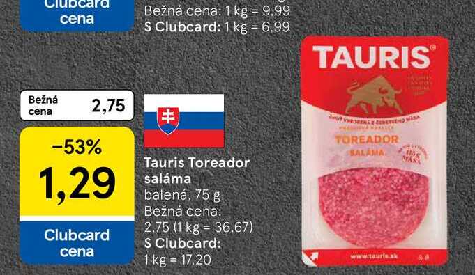 Tauris Toreador saláma balená, 75 g 