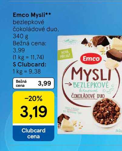 Emco Mysli bezlepkové čokoládové duo, 340 g