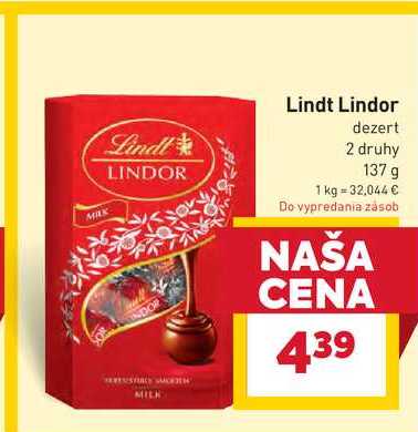 Lindt Lindor dezert 2 druhy 137 g 