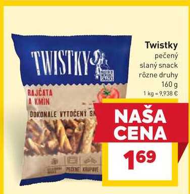 Twistky pečený slaný snack rôzne druhy 160 g