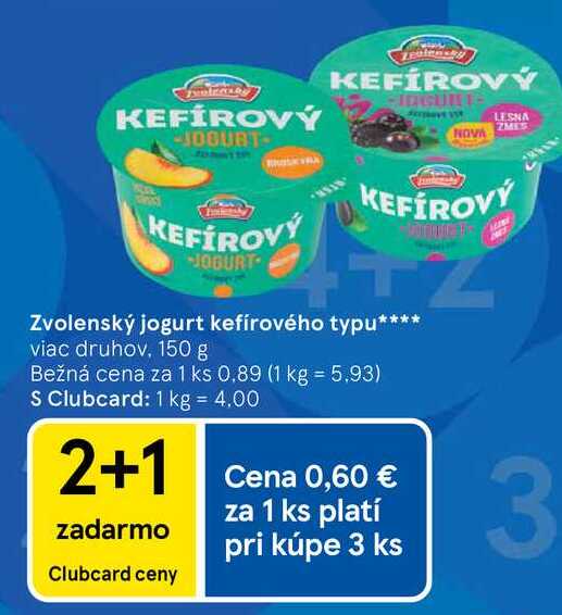 Zvolenský jogurt kefírového typu viac druhov, 150 g