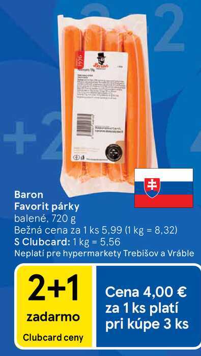 Baron Favorit párky balené, 720 g 
