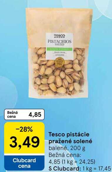 Tesco pistácie pražené solené balené, 200 g
