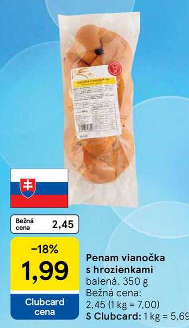 Penam vianočka s hrozienkami balená, 350 g
