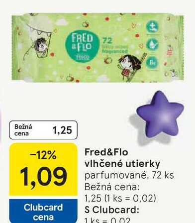 Fred&Flo vlhčené utierky parfumované, 72 ks 
