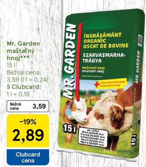 Mr. Garden maštaľný hnoj 15l