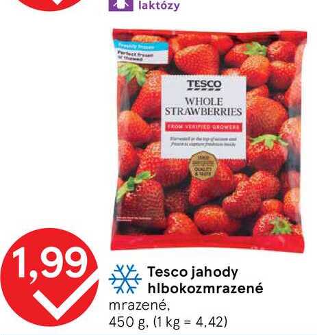Tesco jahody hlbokozmrazené mrazené 450 g