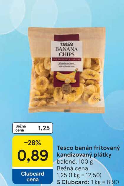 Tesco banán fritovaný kandizovaný plátky 100 g