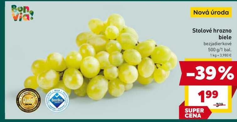 Stolové hrozno biele bezjadierkové 500 g