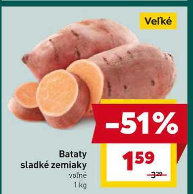 Veľké Bataty sladké zemiaky voľné 1 kg 