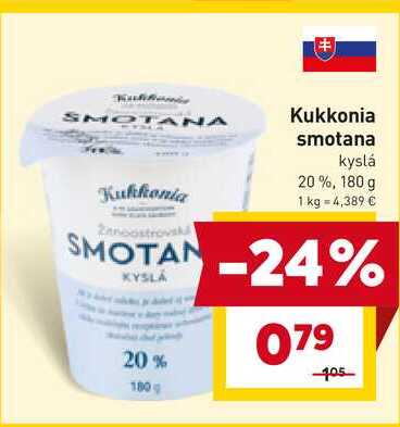 Kukkonia smotana kyslá 20%, 180 g