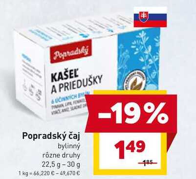 Popradský čaj bylinný rôzne druhy 22,5 g -30 g 