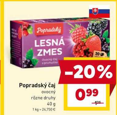 Popradský čaj ovocný rôzne druhy 40 g