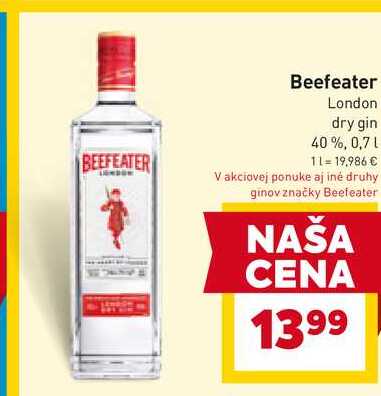 Beefeater London dry gin 40%, 0,7l